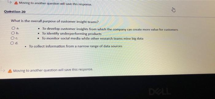 Question 18 Moving to another question will save