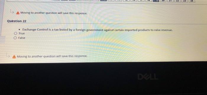 Question 18 Moving to another question will save