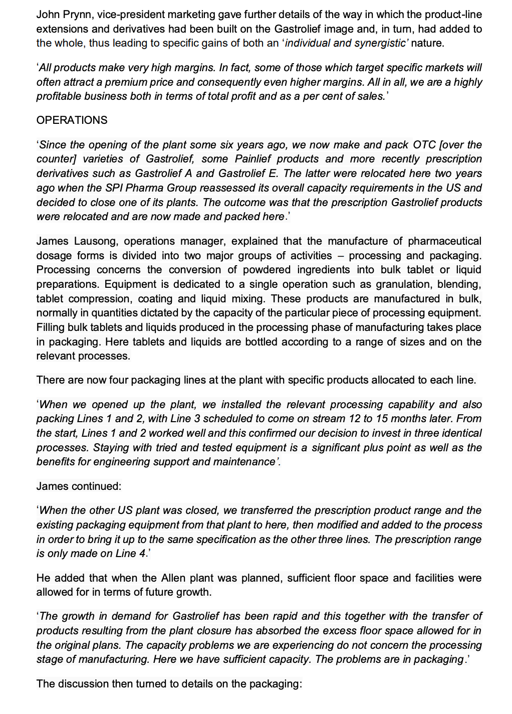 Case study b. Using the product/service profiling