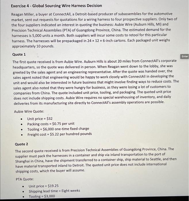 Enter Exercise 4 - Global Sourcing Wire Harness