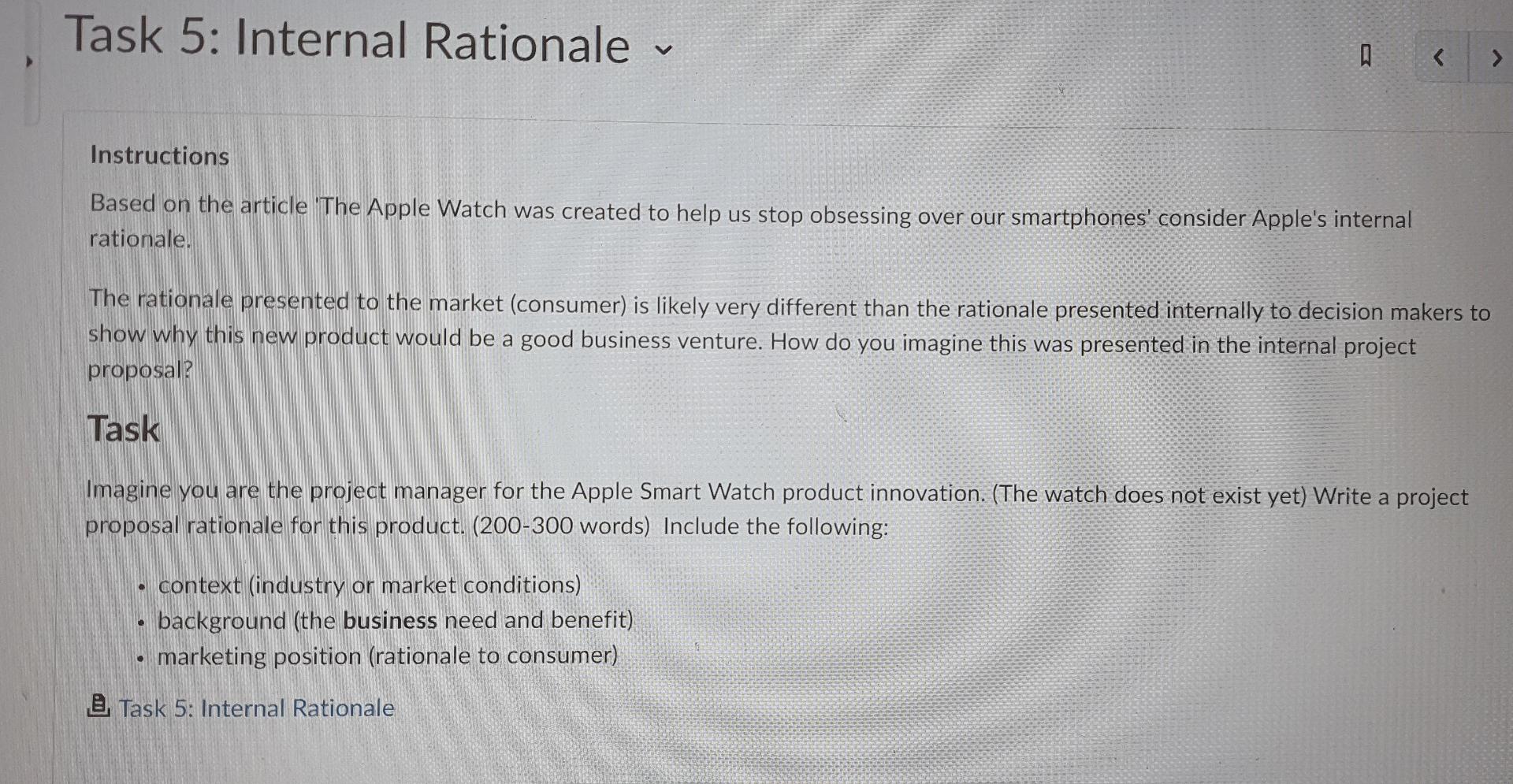 Task 5: Internal Rationale V Instructions Based