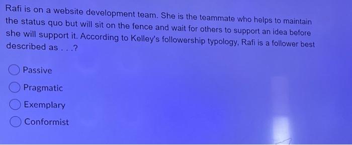 Rafi is on a website development team. She is the