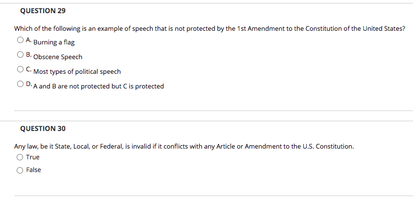 QUESTION 29 Which of the following is an example