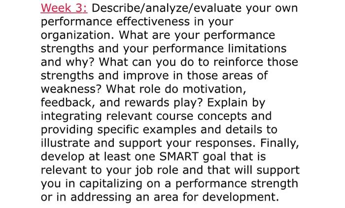 Week 3: Describe/analyze/evaluate your own