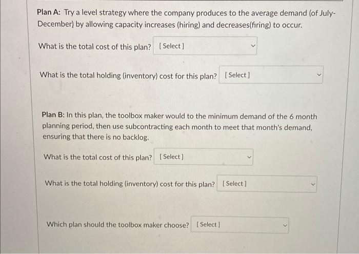 You are developing an aggregate plan for a