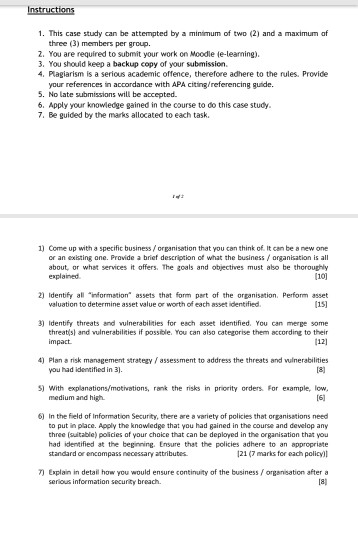 Instructions 1. This case study can be attempted