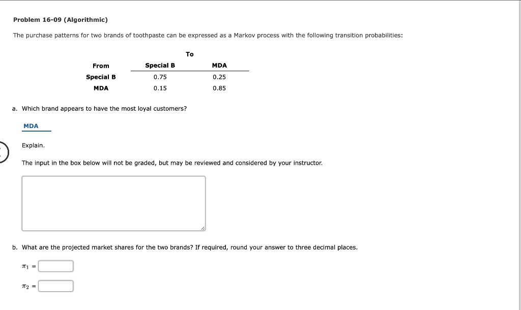Problem 16-09 (Algorithmic) The purchase patterns