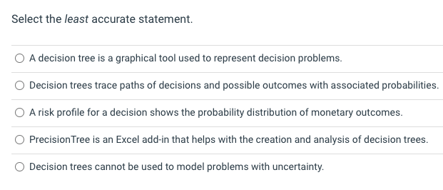 1) 2) Select the least accurate statement. A