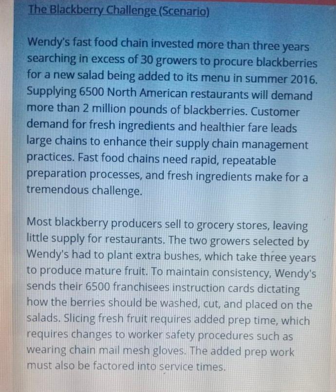 The Blackberry Challenge (Scenario) Wendy's fast