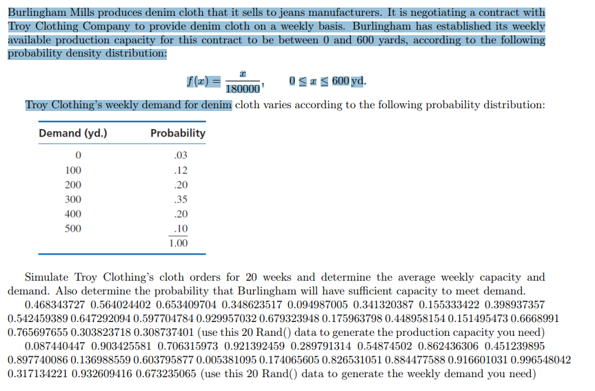 Please solve it on Excel and show your