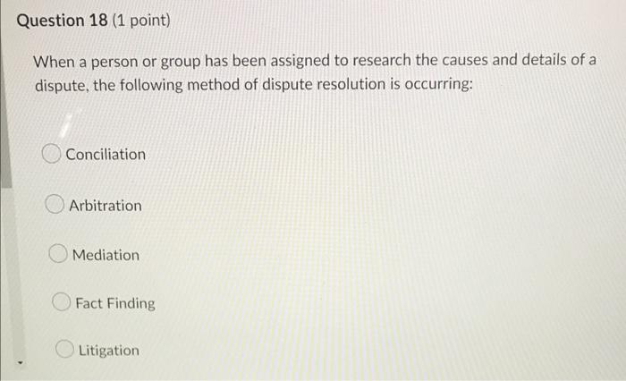 Question 18 (1 point) When a person or group has