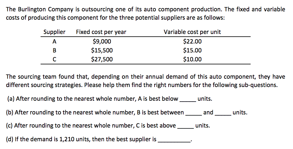 The Burlington Company is outsourcing one of its