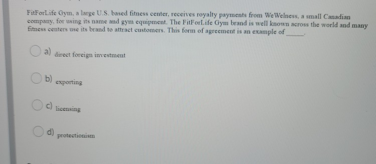 FitForLife Gym, a large U.S. based fitness