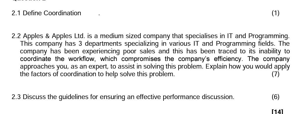 2.1 Define Coordination 1) 2.2 Apples & Apples