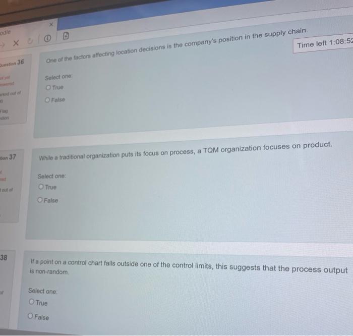 odle > X o lo Time left 1:08:52 a 36 One of the