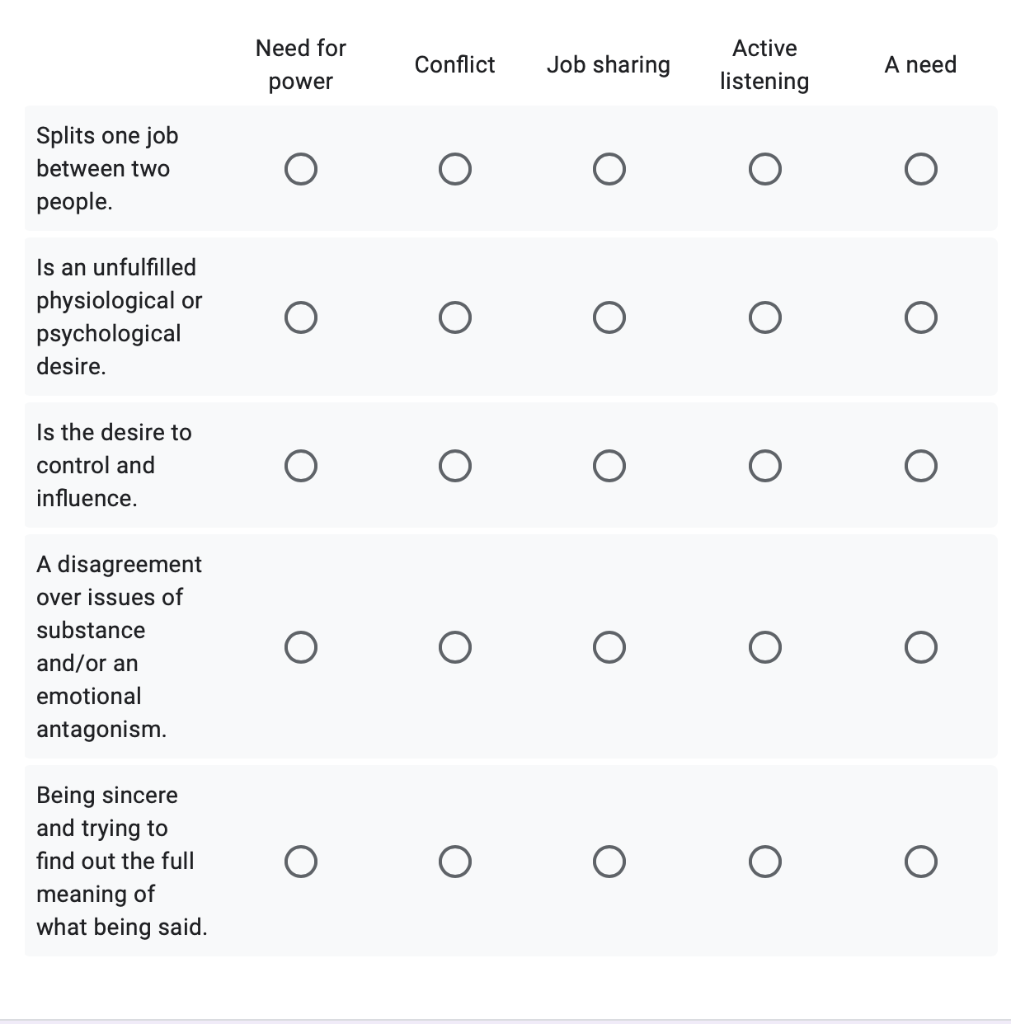 Match each statement to its key term Output