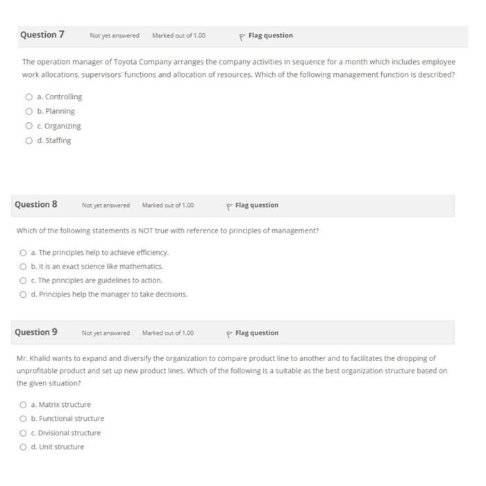 Multiple choice / very important Question 7 Not