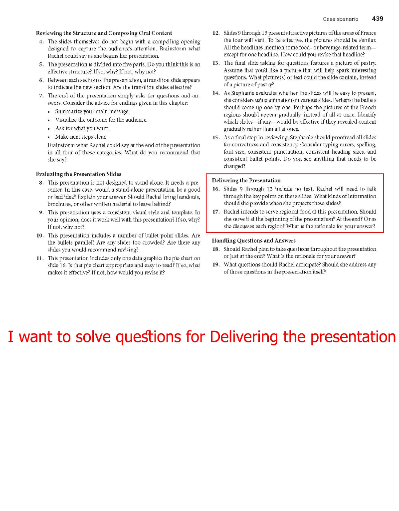 the questions inside the red box Case scenario