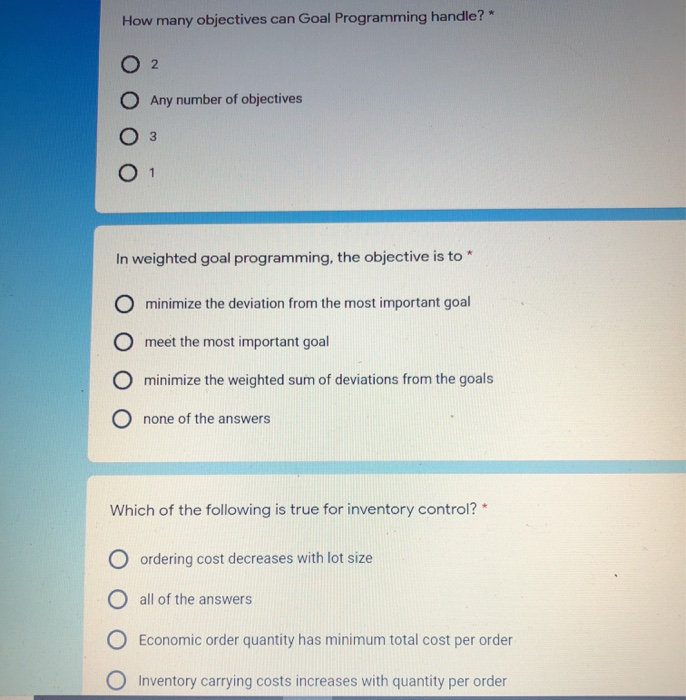 How many objectives can Goal Programming handle?*