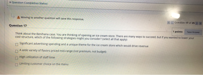 Question Completion Status: > Moving to another