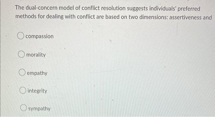 The dual-concern model of conflict resolution