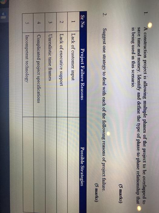 1. A construction project is allowing multiple