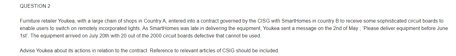 QUESTION 2 Furniture retailer Youkea, with a