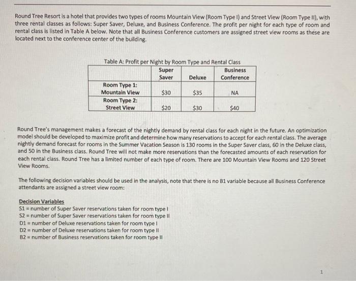 please answer only question 4. Round Tree Resort