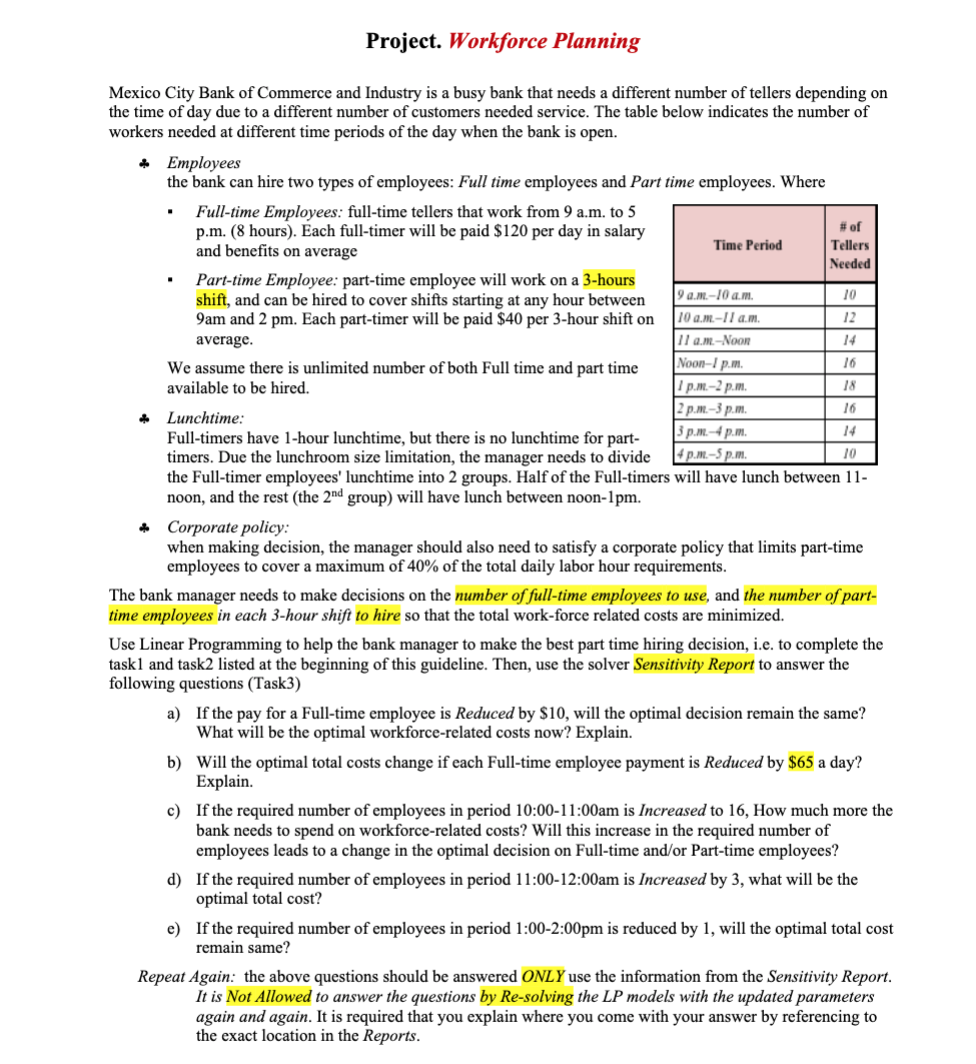 Project. Workforce Planning Mexico City Bank of