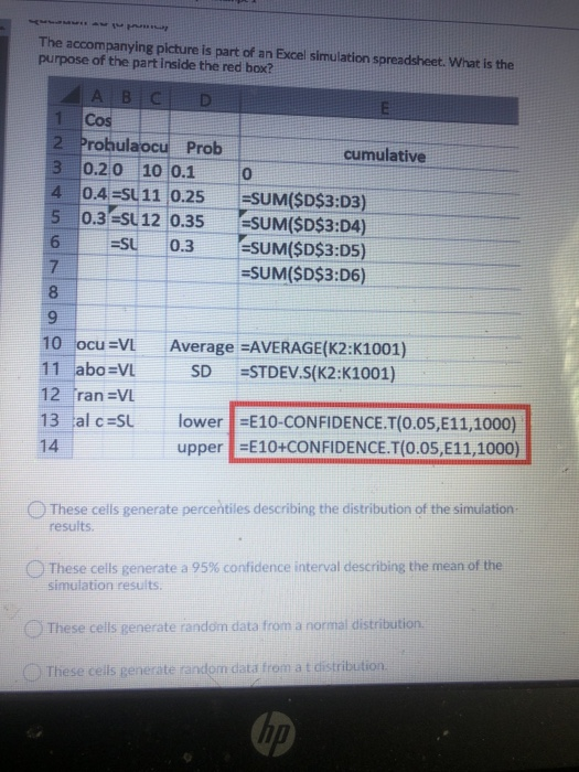 The accompanying picture is part of an Excel