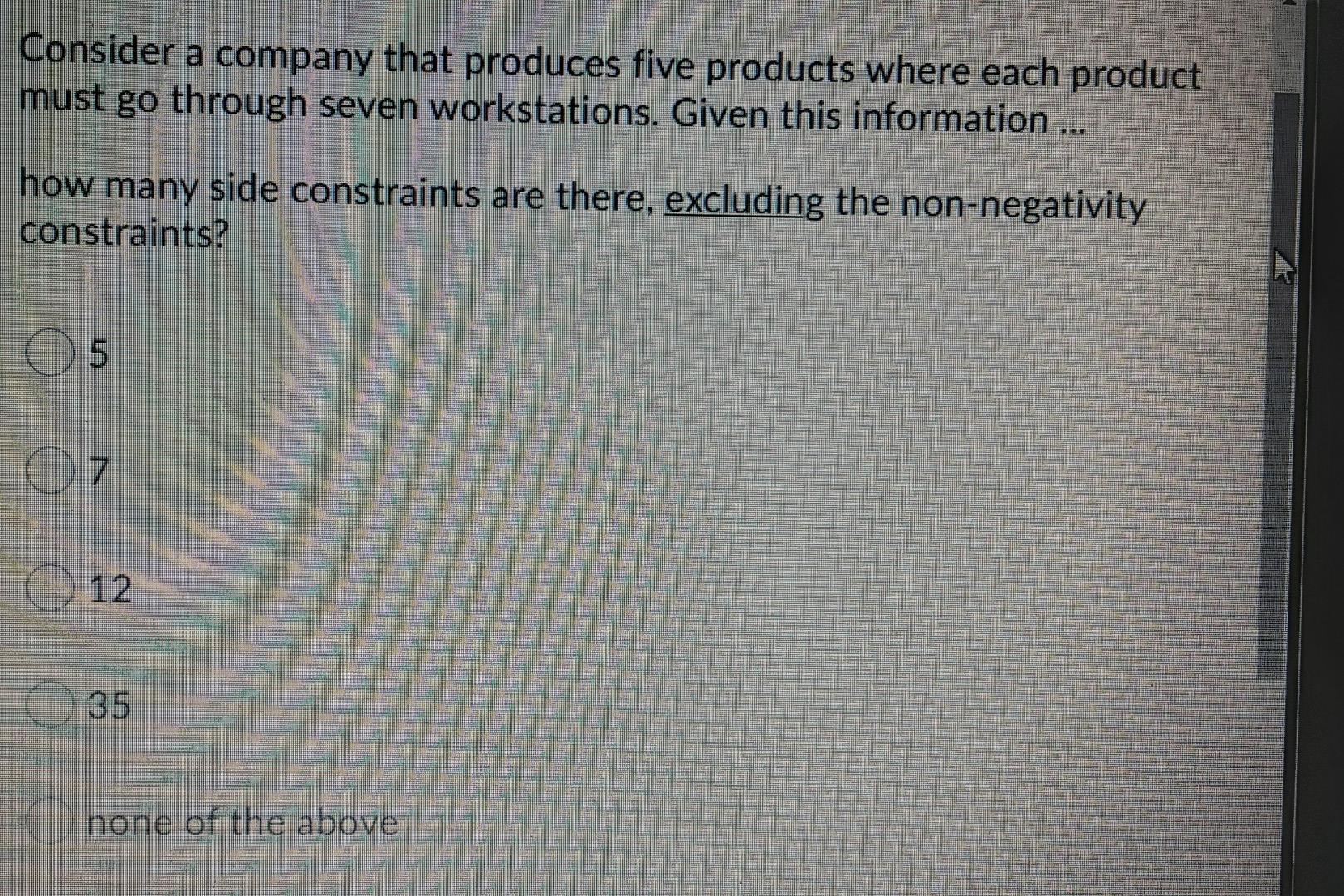 Consider a company that produces five products