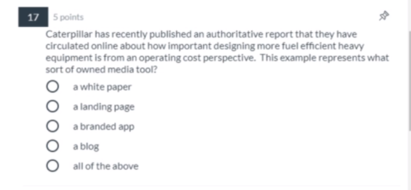 17 5 points Caterpillar has recently published an