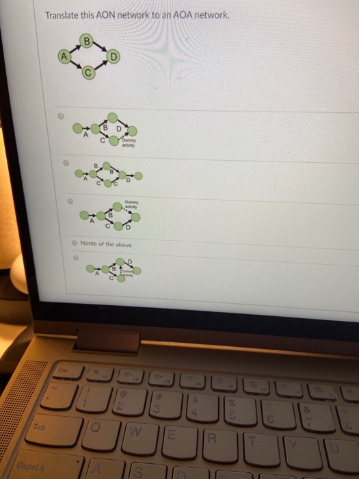 Translate this AON network to an AOA network. B D