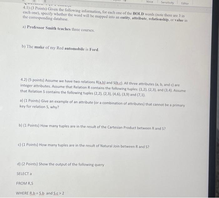 answer all questions for a like. 4.1) (3 Points)