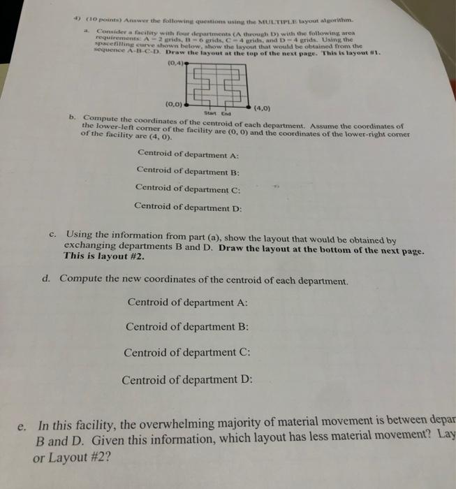 4) (10 points) Answer the following questions