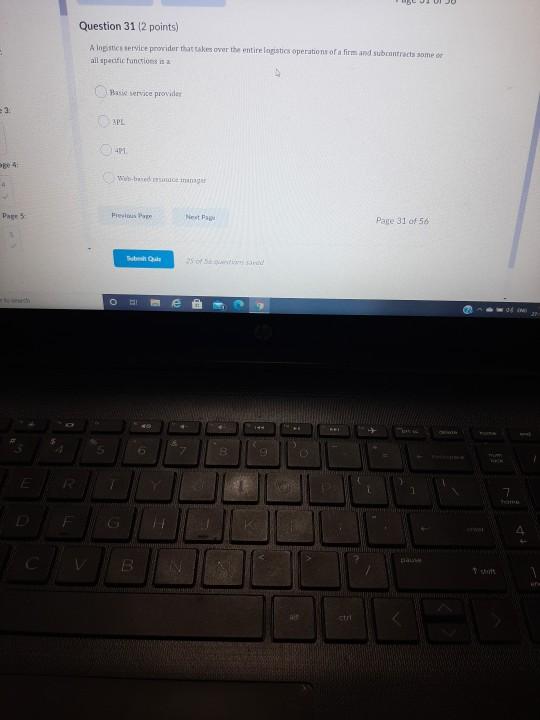 Question 31 (2 points) Alopitistesice provider