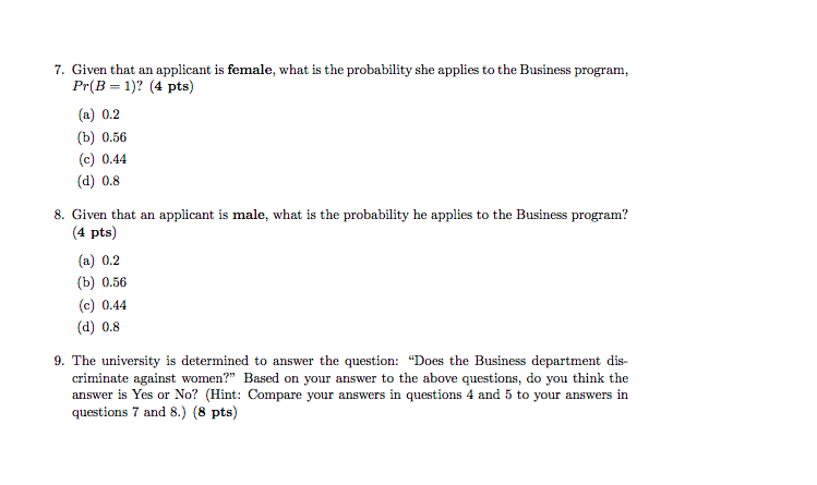 1 University Admissions Suppose a university has