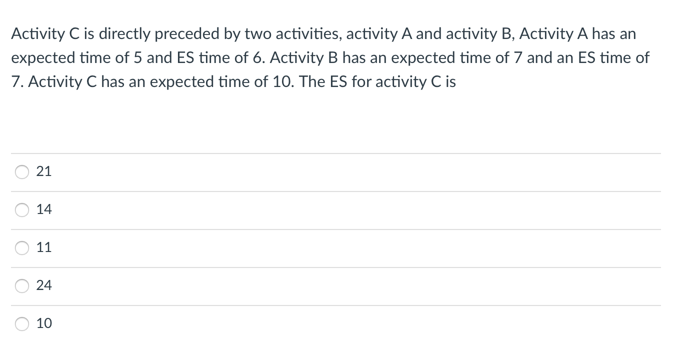 Activity C is directly preceded by two