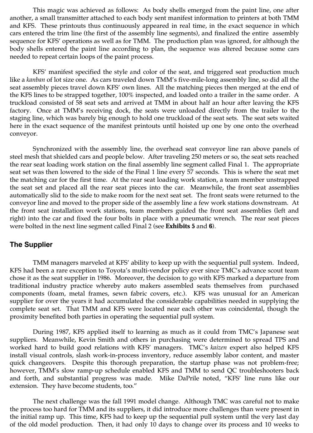 bullets) those examples and the impact of good leadership on production systems.