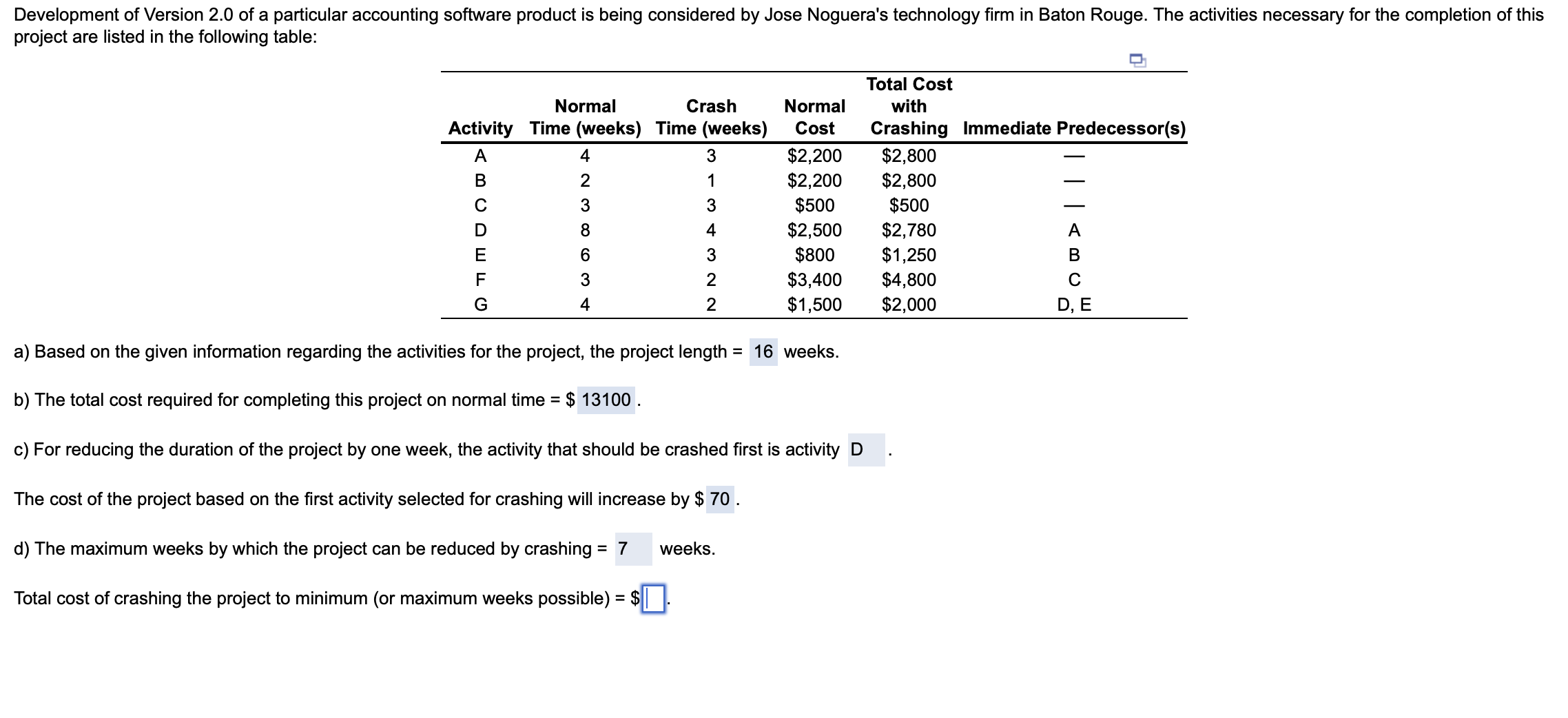 a) Based on the given information regarding the