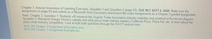 Chapter 3 Answer Assurance of Learning Exercises