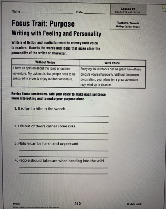 Name Date Lesson 21 READER'S NOTEBOOK Focus