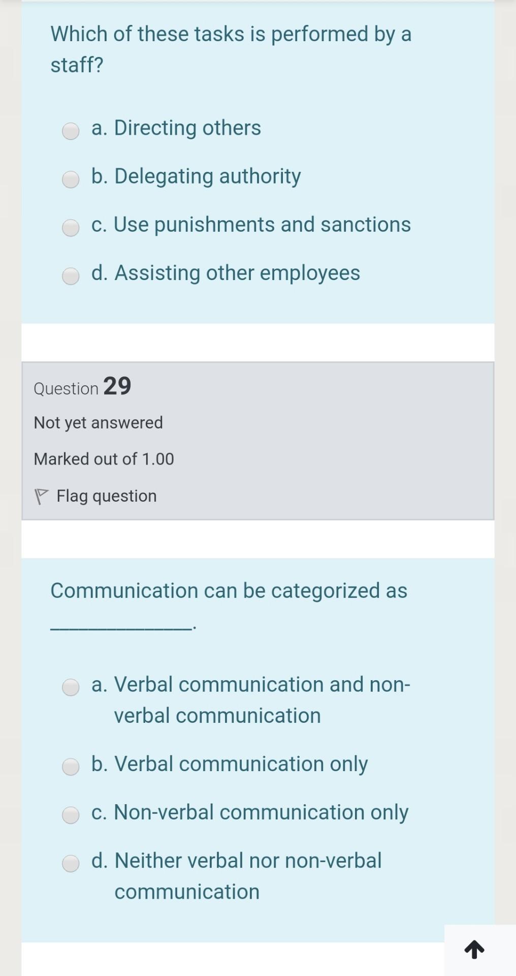 Which of these tasks is performed by a staff? a.