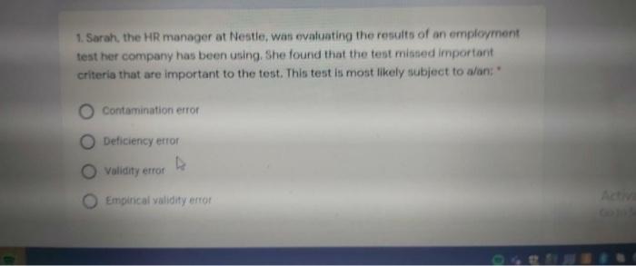 1. Sarah, the HR manager at Nestle, was