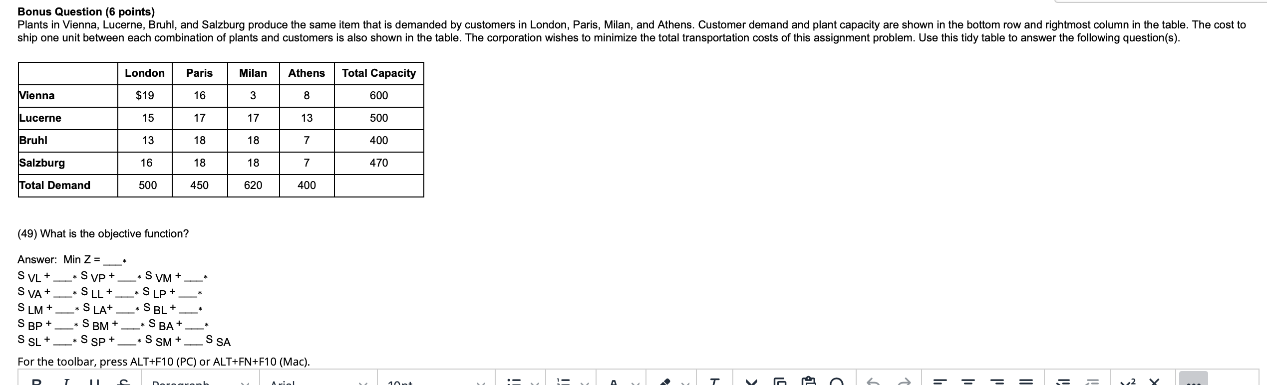 Bonus Question (6 points) Plants in Vienna,