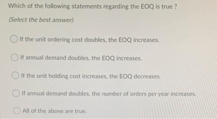 Which of the following statements regarding the