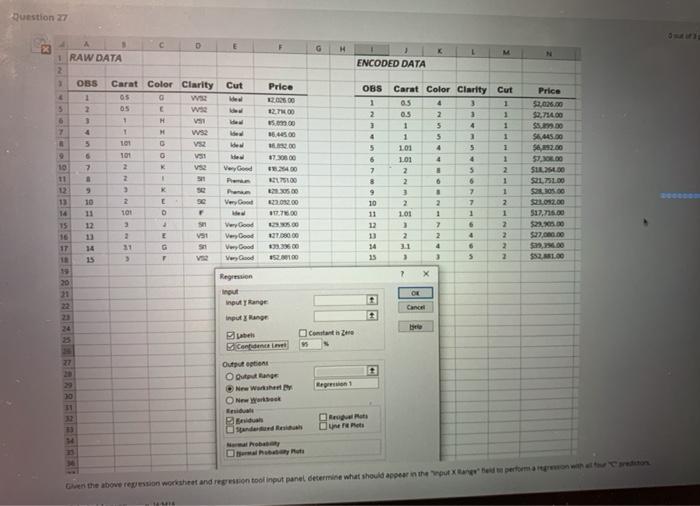 Question 27 F G H M N ENCODED DATA D 1 RAW DATA 2