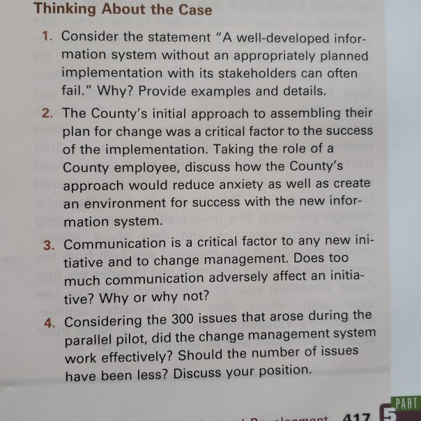 Thinking About the Case 1. Consider the statement