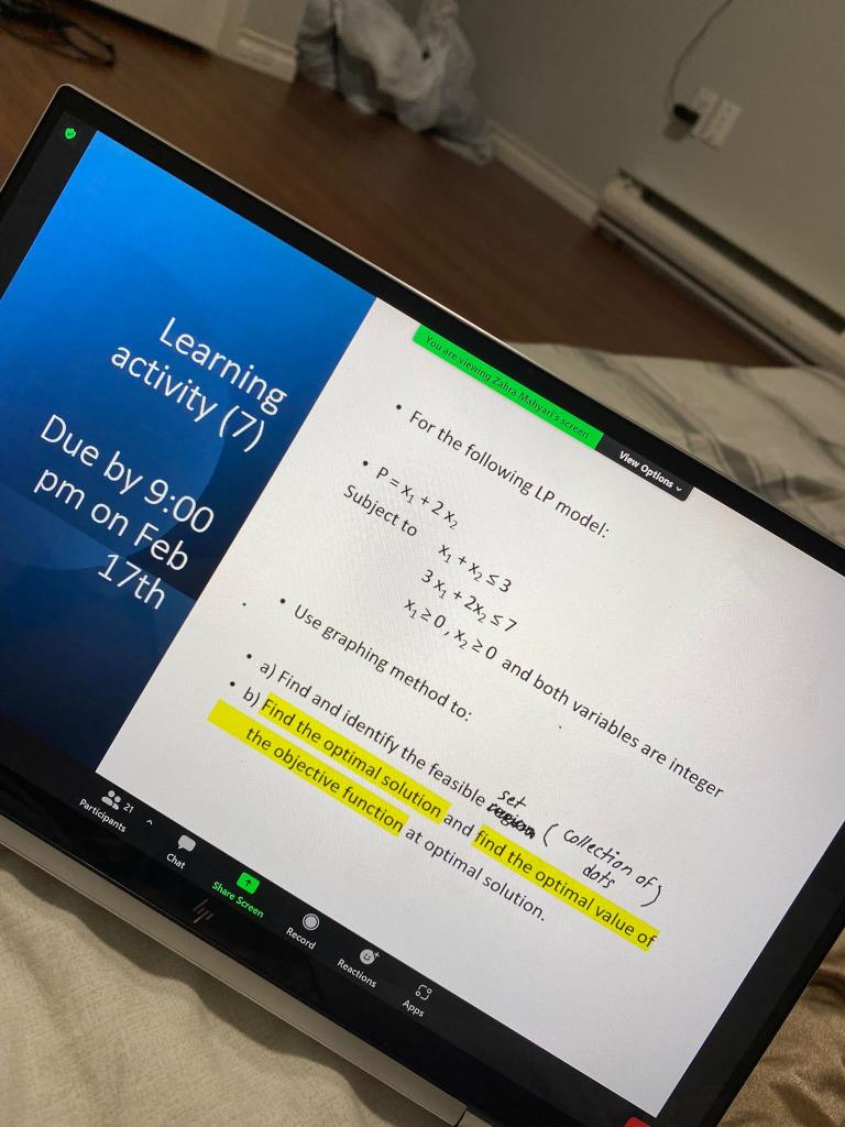 Learning activity (7) You are viewing Zahra Mahy