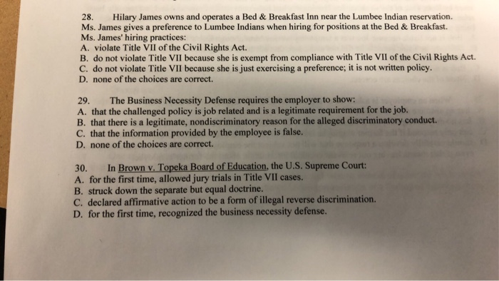 28. Hilary James owns and operates a Bed &